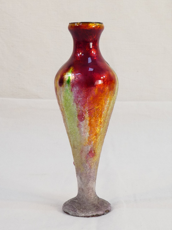 CAMILLE FAURÉ LIMOGES enamel soliflore vase