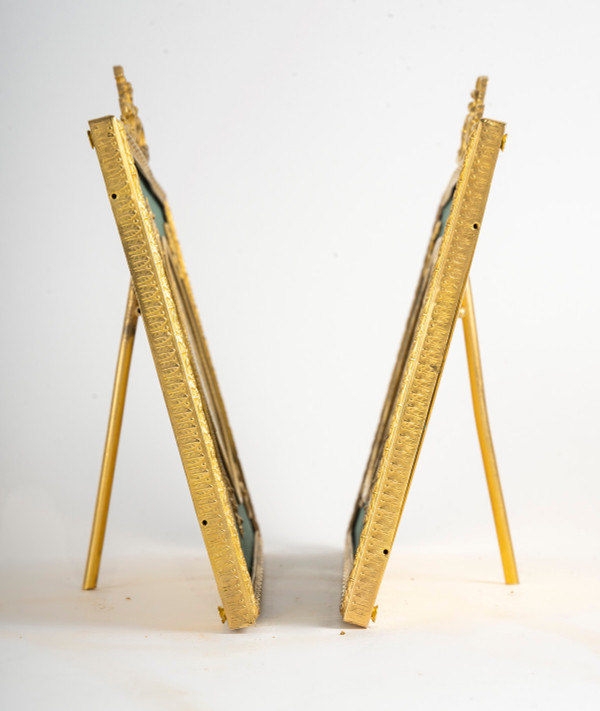 A pair of late 19th century gilded bronze photo frames