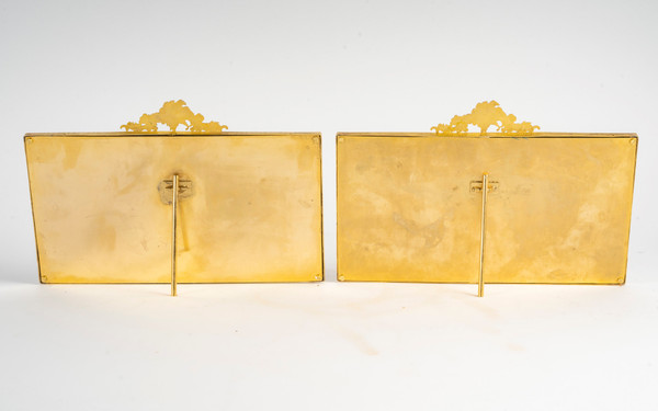 A pair of late 19th century gilded bronze photo frames