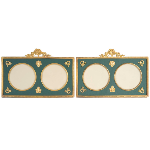 A pair of late 19th century gilded bronze photo frames