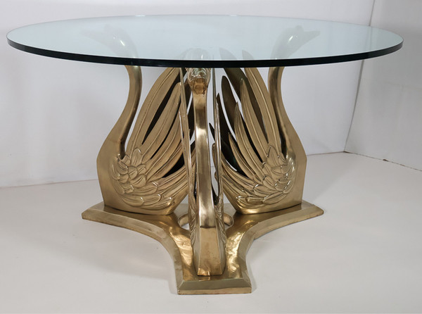 Round bronze swan table from the 70s