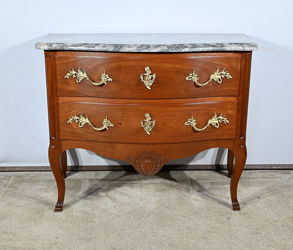 Sauteuse Commode in Solid Mahogany, Louis XV style – Late 19th century