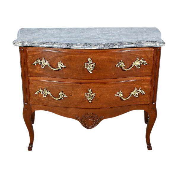 Sauteuse Commode in Solid Mahogany, Louis XV style – Late 19th century