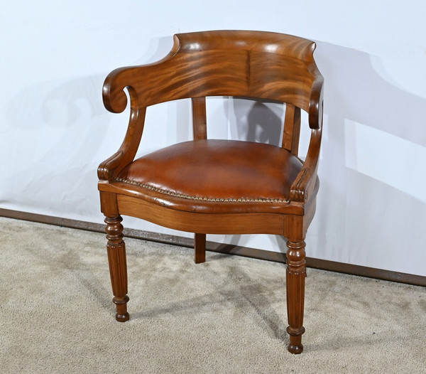 Mahogany Office Armchair, Louis Philippe Period – Mid-19th Century