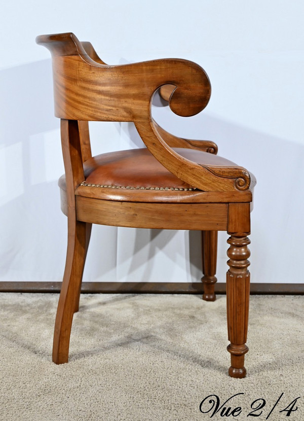 Mahogany Office Armchair, Louis Philippe Period – Mid-19th Century