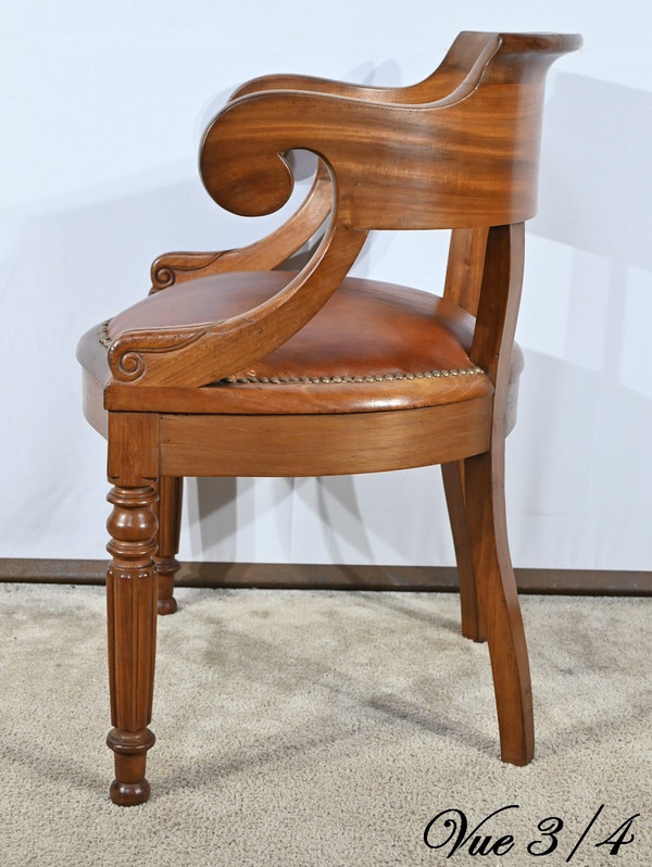 Mahogany Office Armchair, Louis Philippe Period – Mid-19th Century