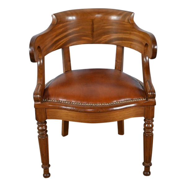 Mahogany Office Armchair, Louis Philippe Period – Mid-19th Century