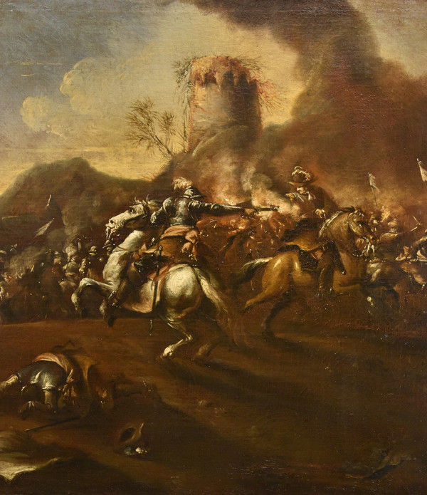 Battle With Clash Of Horsemen, Francesco Graziani (active In Naples/rome, 17th Century)