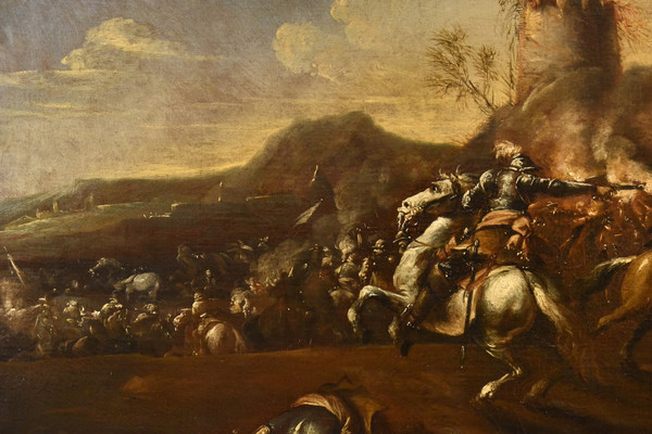 Battle With Clash Of Horsemen, Francesco Graziani (active In Naples/rome, 17th Century)