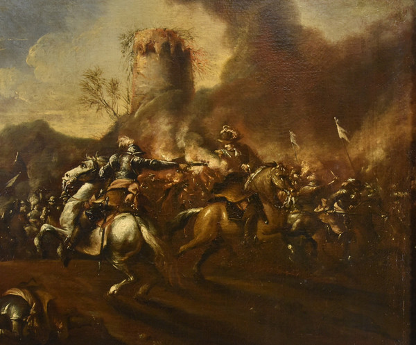 Battle With Clash Of Horsemen, Francesco Graziani (active In Naples/rome, 17th Century)