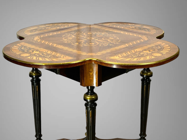 19th CENTURY SQUARE LIVING ROOM TABLE WITH LOUIS XVI STYLE MARQUETRY