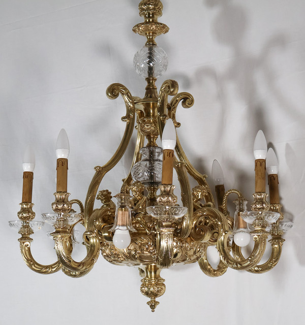  Lustre en bronze doré style Régence époque Napoléon III