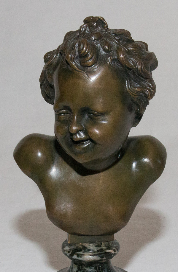 Bronze Child Bust Signed Clodion Early 19th Century