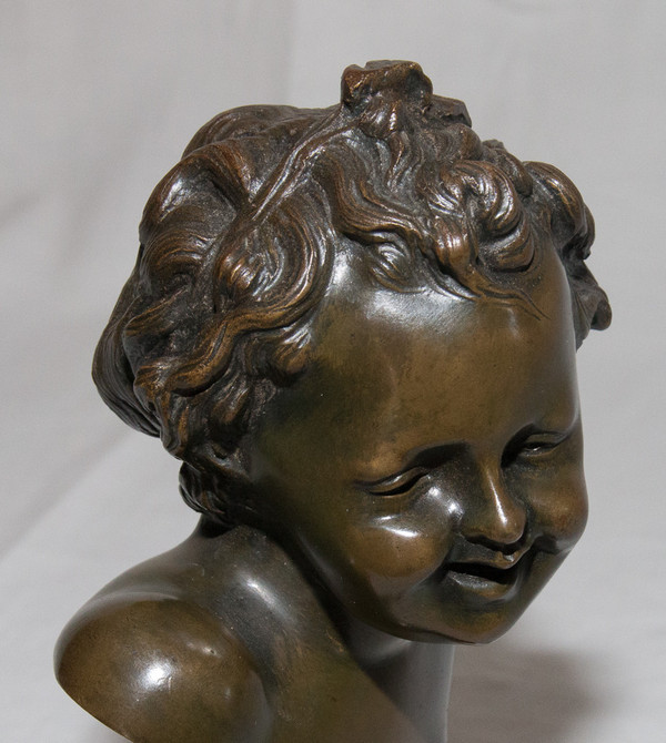 Bronze Child Bust Signed Clodion Early 19th Century