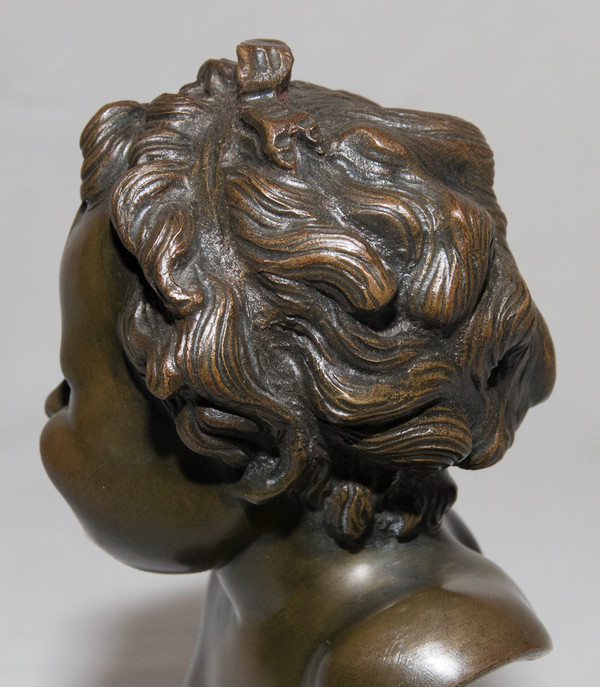 Bronze Child Bust Signed Clodion Early 19th Century