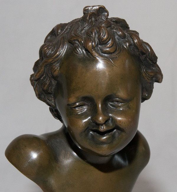 Bronze Child Bust Signed Clodion Early 19th Century