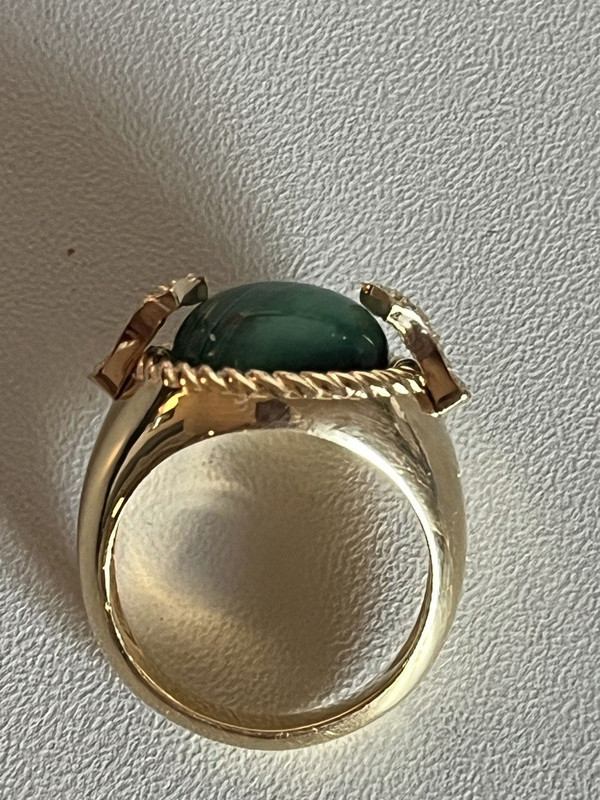 5090- Bague Or Jaune Malachite Diamants