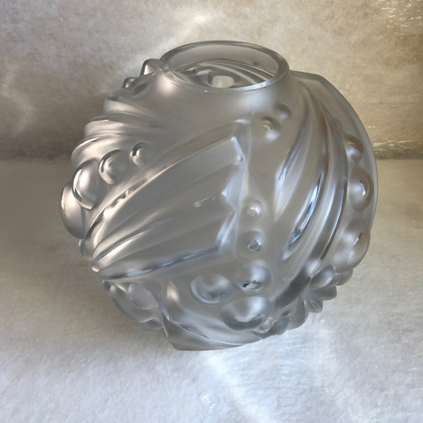 Art Deco blown-molded glass vase signed Degué