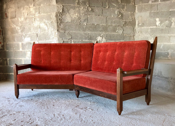 Bench, corner sofa by Guillerme and Chambron for Your home, France 1960s