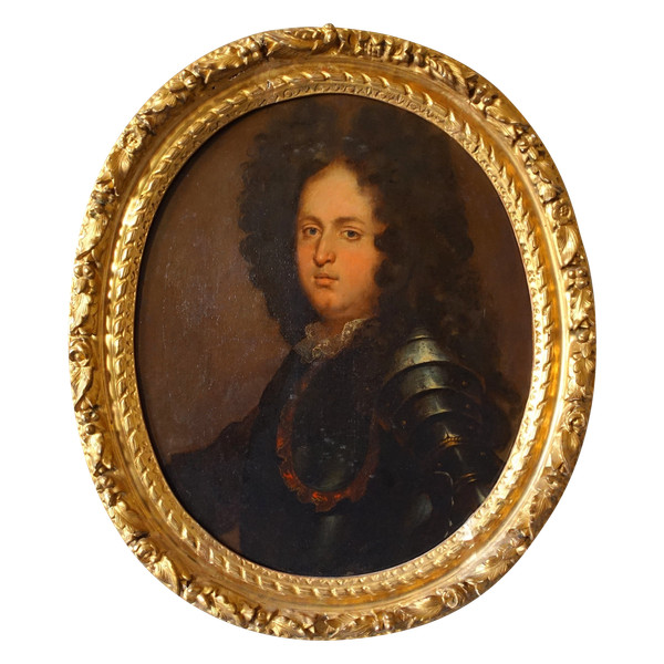 Ecole Française du XVIIe siècle, portrait d'aristocrate officier en armure, époque Louis XIV