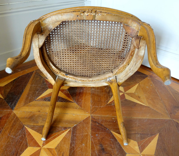 François Reuze: caned office armchair from the Louis XV period, stamped