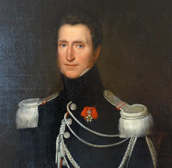 Large portrait of a captain of Cuirassiers officer of the Empire, oil on canvas circa 1820