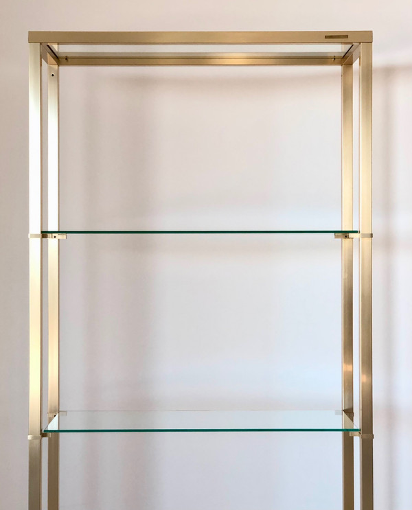 Golden library shelf by Pierre Vandel, France 1970s