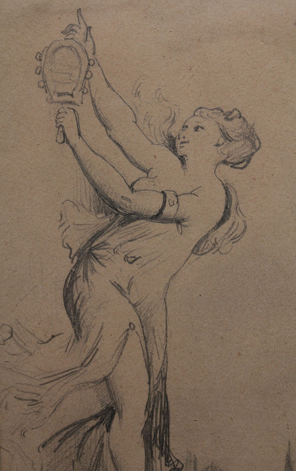 Drawing 'Allegory of Truth' signed Germain Ribot (1845-1893) with dedication "To my friend Dreyfus"