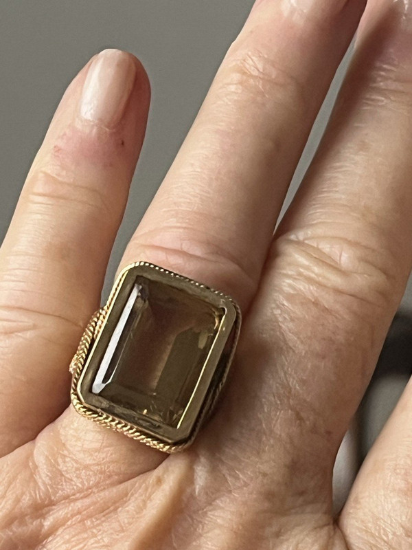 5303- Bague Or Jaune Tressé Citrine