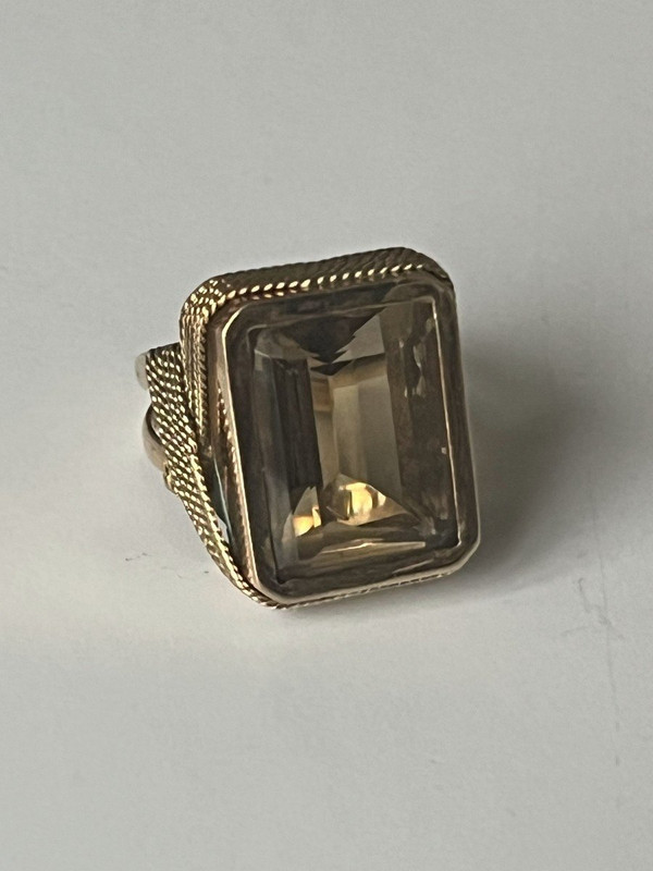 5303- Bague Or Jaune Tressé Citrine