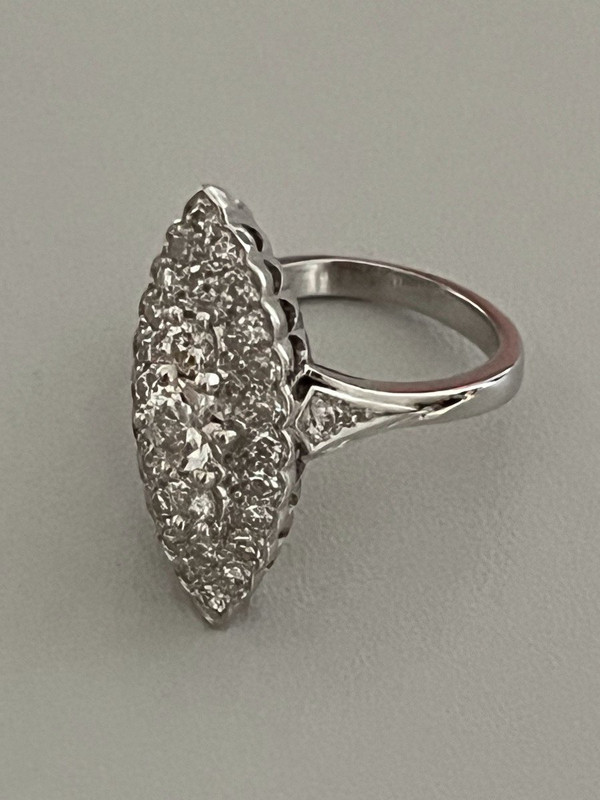 5319- Marquise Ring White Gold Diamonds (0.50 Ct Center)