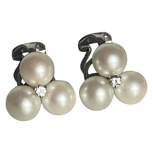 5360- White Gold Earrings Diamond Beads