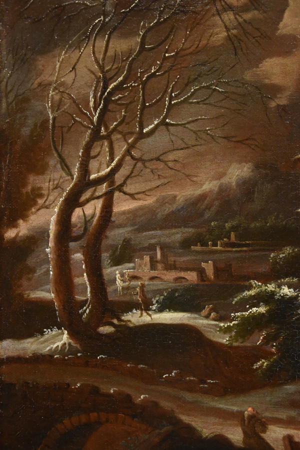 Winter Landscape, Francesco Foschi (ancona, 1710 - Rome, 1780) attributable