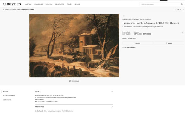 Winter Landscape, Francesco Foschi (ancona, 1710 - Rome, 1780) attributable