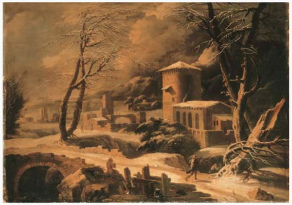 Winter Landscape, Francesco Foschi (ancona, 1710 - Rome, 1780) attributable