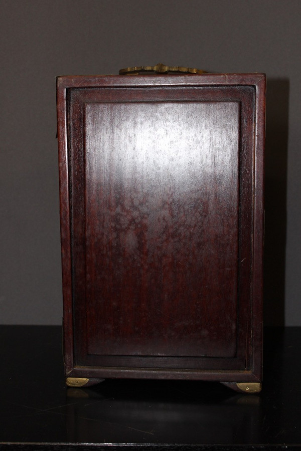 XXth Century Small Chinese Wood and Hard Stone Cabinet