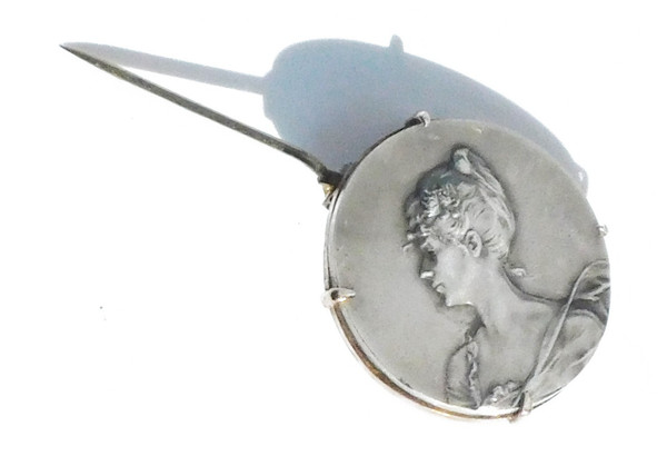 Solid Agent Brooch Mounted Art Nouveau Women's Medal late 19th/early 20th century