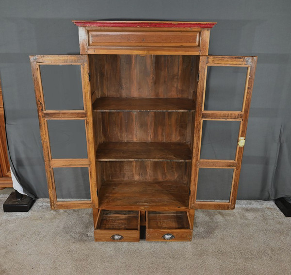 Solid teak window cabinet, India - Early 20th century