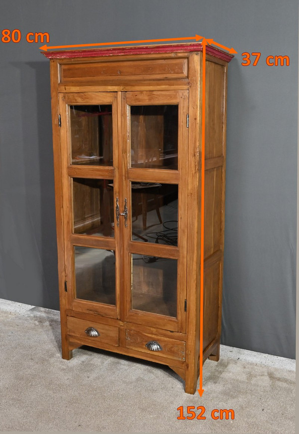 Solid teak window cabinet, India - Early 20th century