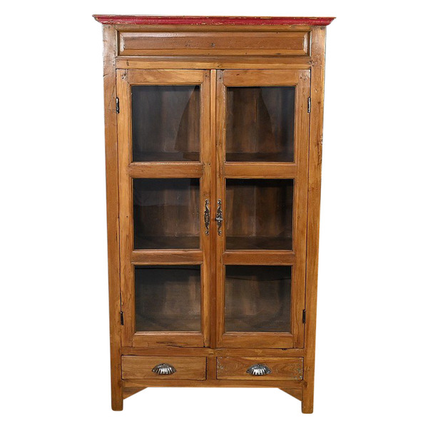 Solid teak window cabinet, India - Early 20th century