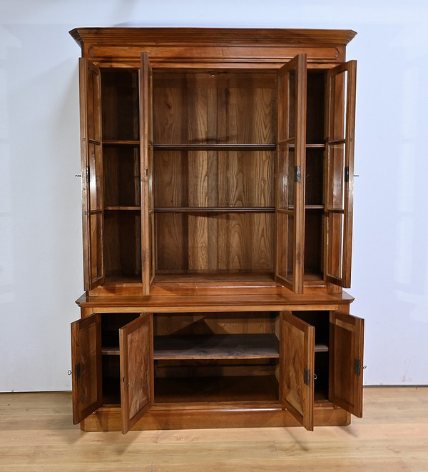 Solid walnut two-part bookcase - Late 19th century