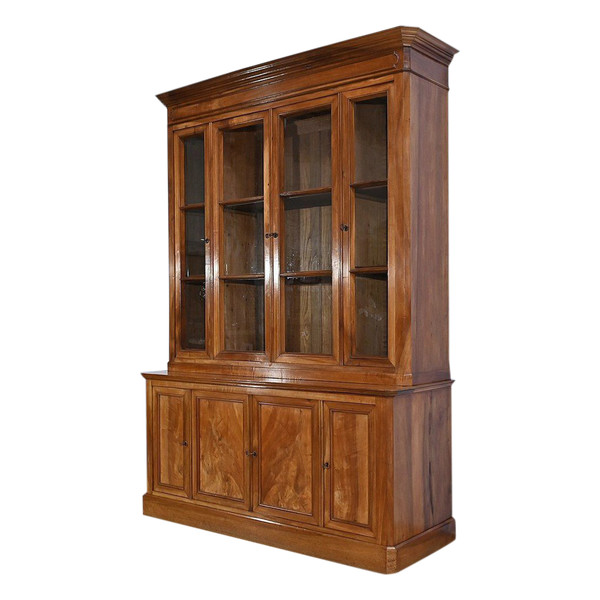 Solid walnut two-part bookcase - Late 19th century