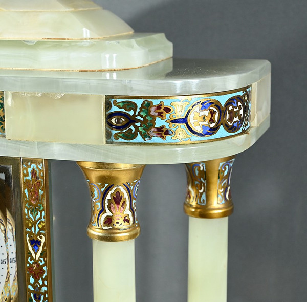 Onyx and Enamel Column Clock, Napoleon III - Mid-19th century