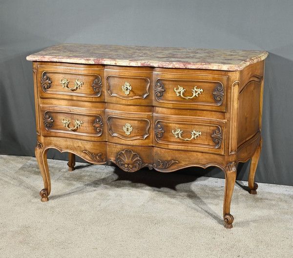 Walnut Crossbow Chest of Drawers, Louis XV style - Early 20th century