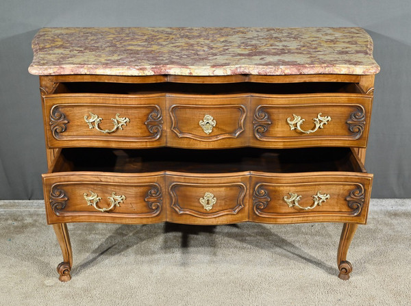 Walnut Crossbow Chest of Drawers, Louis XV style - Early 20th century