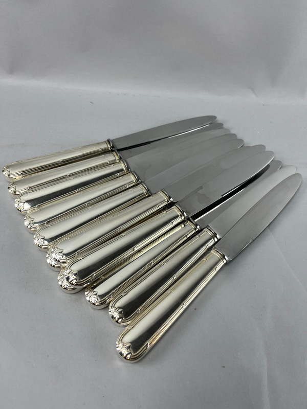 12 silver-plated ribbon table knives