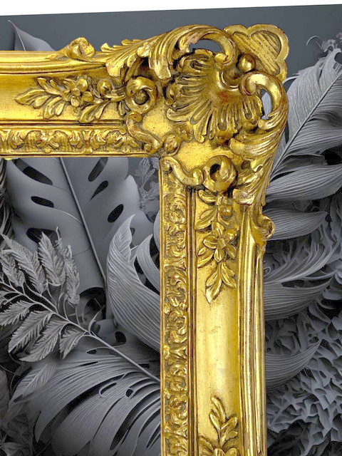 CADRE XIXe DE STYLE LOUIS XV EN CHÊNE SCULPTÉ ET DORÉ POUR PEINTURE 31 CM X 24CM