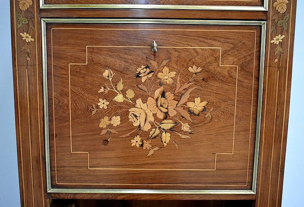 Marquetry secretary in the Charles X style - 19th century