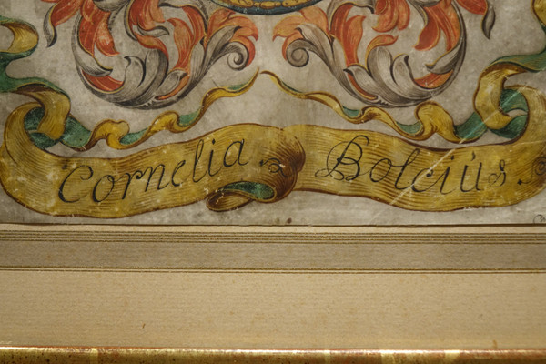 Painted Coat of Arms on Vellum, Flanders, 17th c.