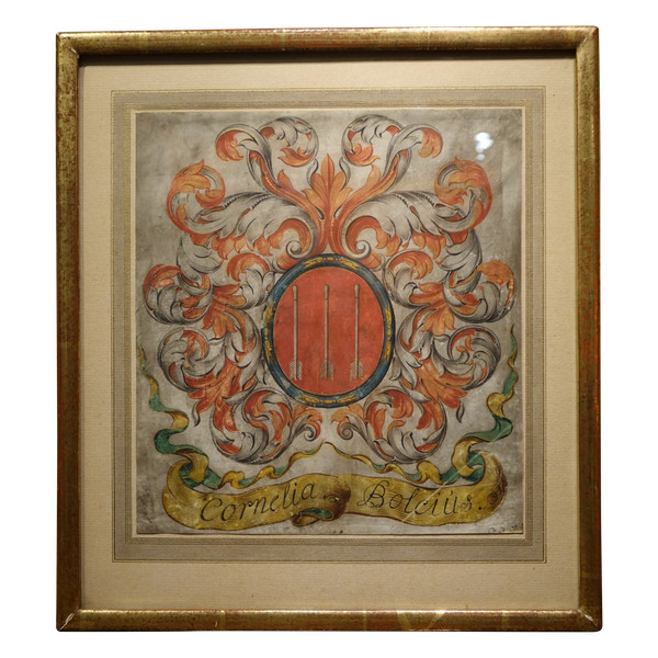 Painted Coat of Arms on Vellum, Flanders, 17th c.